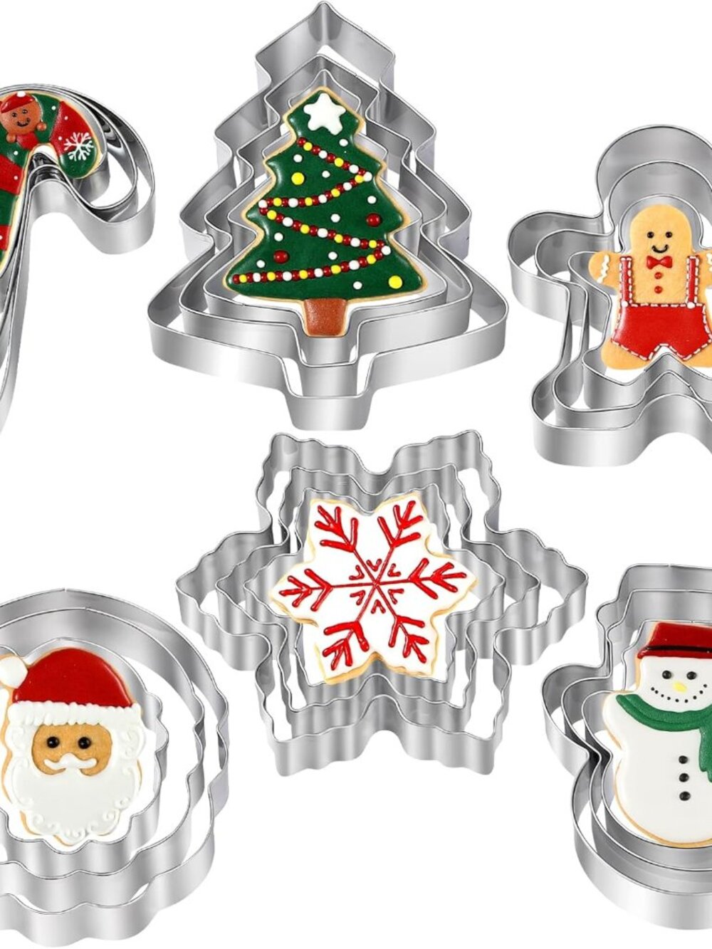 Christmas Cookie Cutters - 18 Pcs Holiday Cookie Cutter Set - Santa Face, Christ
